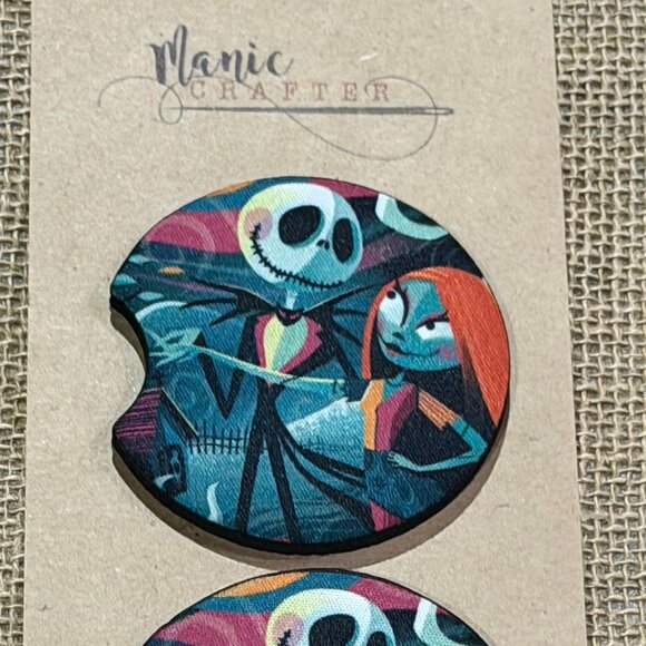 Jack & Sally - Sublimated Neoprene Car Coasters - Picture 2 of 3